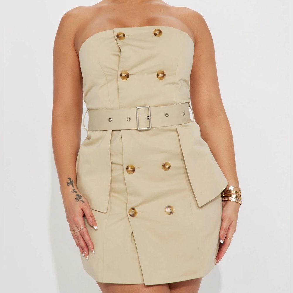 Women’s Belted Button Up Tube Mini Dress Size S